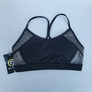 CHAMPION Black & Gold Girl's Sports Bra XSMALL